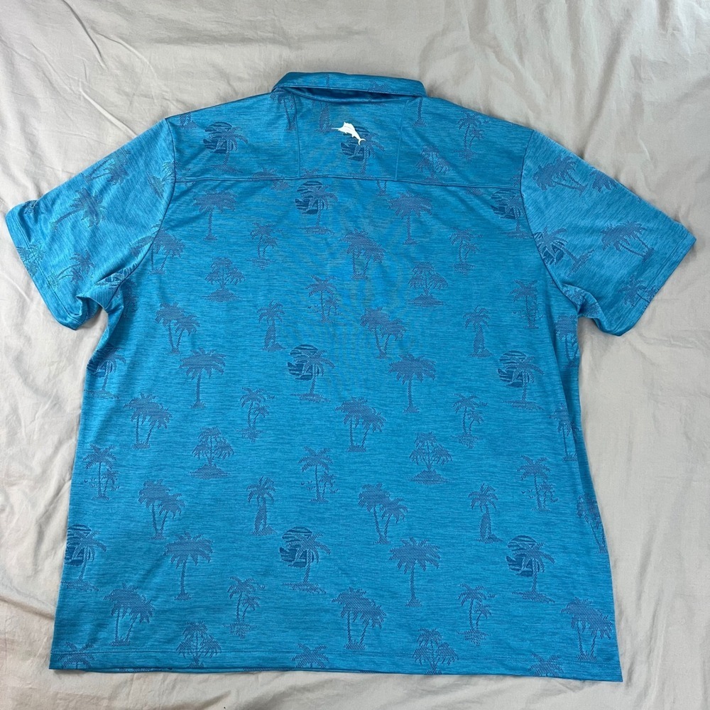 TOMMY BAHAMA IslandZone Polo Mens XXXL Blue Palm Tree Print Shirt Short Sleeve - Picture 3 of 15